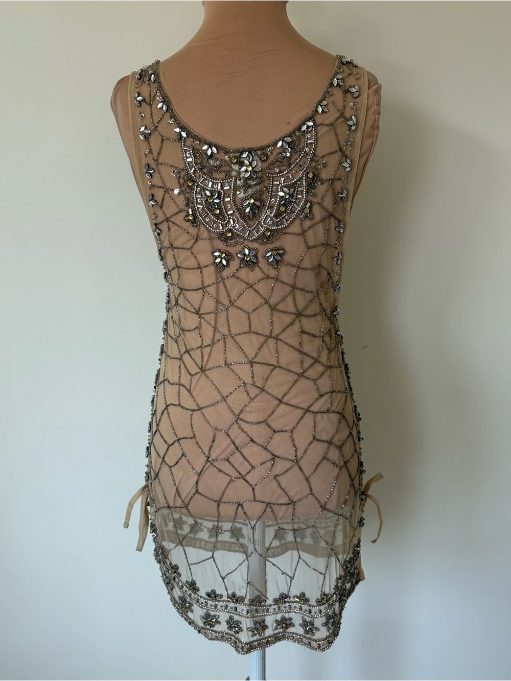 Haute Hippie Crystal Bead Embellished Sheer Art Deco Style Tunic Top Size XS - Picture 3 of 8